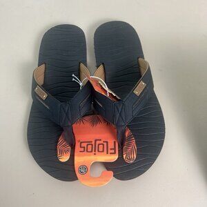 Flojos Waverunner Sporty Black Tan Flip Flops Men’s Size 14 Water friendly NEW